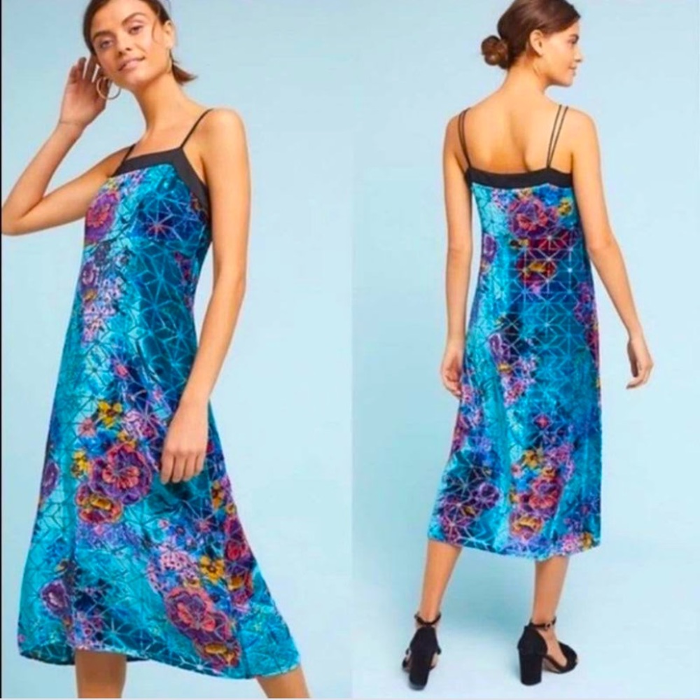 🌟HP🌟 Anthropologie NWOT Moulinette Soeurs Lange Velvet Slip Dress Size 4.